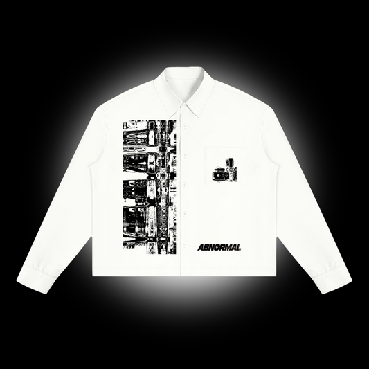 White Boxy Abnormal Long Sleeve Shirt